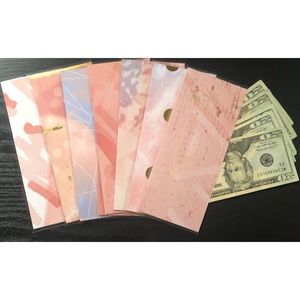 8 foil pink laminated cash envelopes